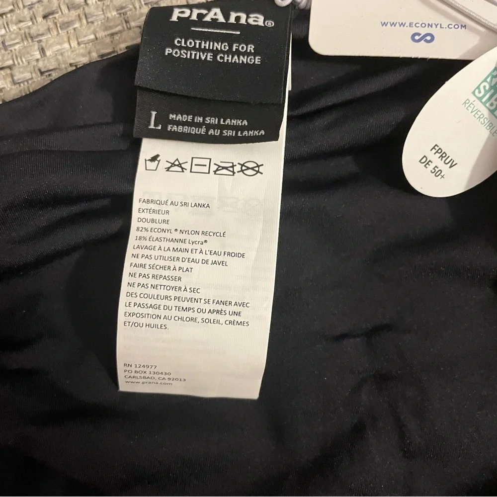 NWT prAna Size Large Black Gemma Swim Bikini Bottom Swimwear